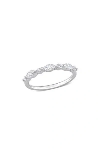 Created Forever Marquise & Round Cut Lab Grown Diamond Ring In Silver