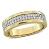 Created Forever Men's 1/5ct Tw Lab-grown Diamond Double Row Band In Yellow Plated Sterling Silver