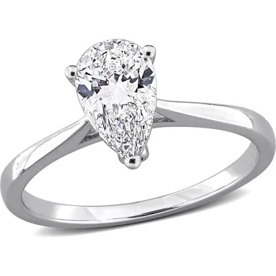 Created Forever Pear Cut Lab Grown Diamond Solitaire Ring In Metallic