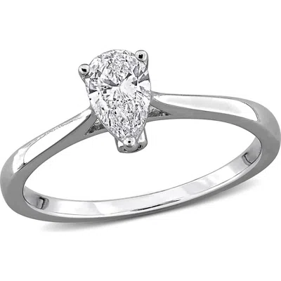 Created Forever Pear Lab Grown Diamond Solitaire Ring In Metallic