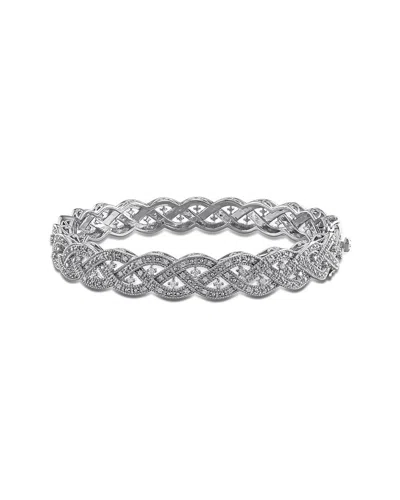 Created Forever Silver 0.10 Ct. Tw. Lab-grown Diamond Braided Bangle In Metallic