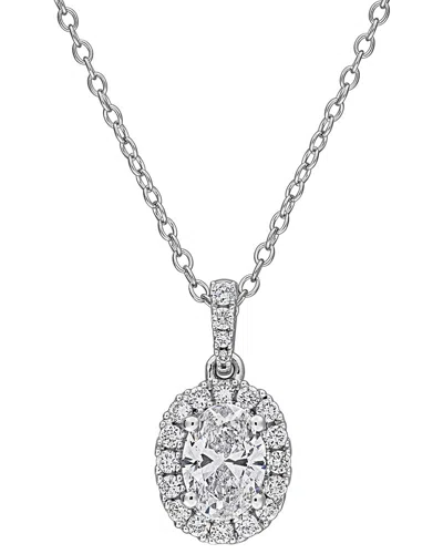 Created Forever Silver 0.75 Ct. Tw. Lab-grown Diamond Halo Pendant In Pink