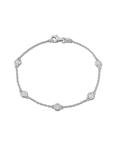 Created Forever Silver 0.75 Ct. Tw. Lab-grown Diamond Station Bracelet In Metallic