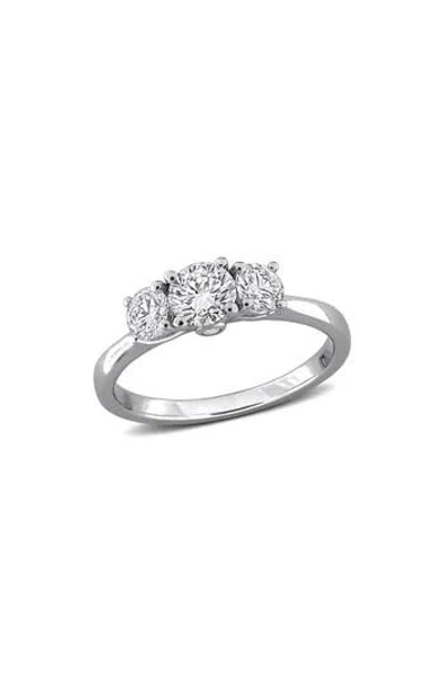 CREATED FOREVER CREATED FOREVER STERLING SILVER LAB GROWN DIAMOND 3-STONE ENGAGEMENT RING