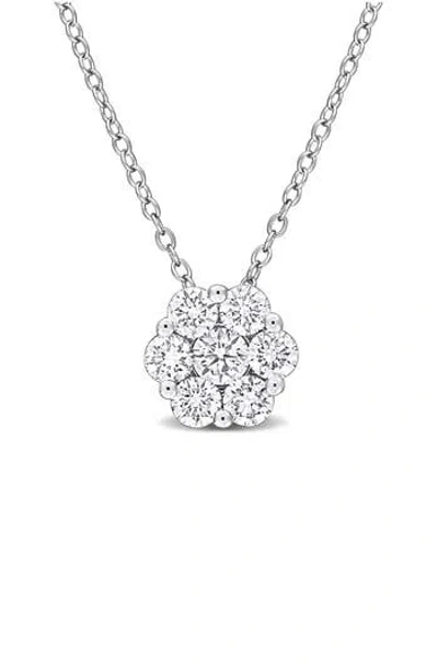 CREATED FOREVER CREATED FOREVER STERLING SILVER LAB GROWN DIAMOND CLUSTER PENDANT NECKLACE