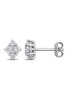 Created Forever Sterling Silver Lab Grown Diamond Cluster Stud Earrings In White
