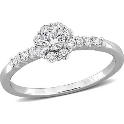 Created Forever Sterling Silver Lab Grown Diamond Halo Ring