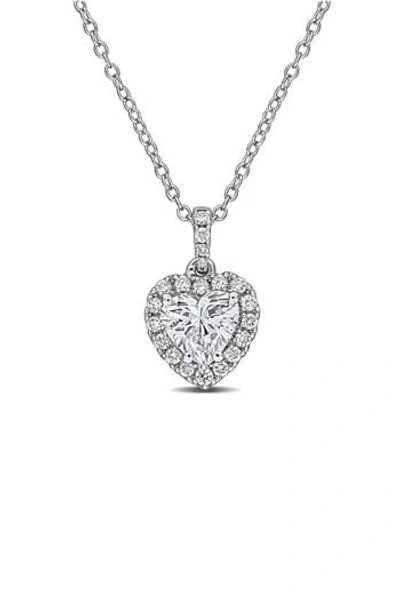 CREATED FOREVER CREATED FOREVER STERLING SILVER LAB GROWN DIAMOND HEART HALO PENDANT NECKLACE