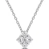 Created Forever Sterling Silver Lab Grown Diamond Quartet Pendant Necklace In White