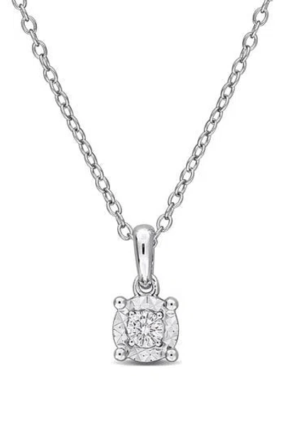 Created Forever Sterling Silver Lab Grown Diamond Solitaire Pendant Necklace