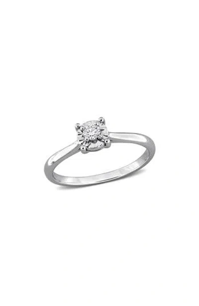 Created Forever Sterling Silver Lab Grown Diamond Solitaire Ring In Metallic
