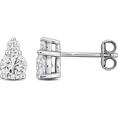 Created Forever Sterling Silver Lab Grown Diamond Stud Earrings In White