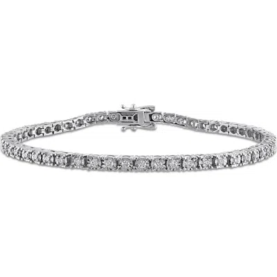Created Forever Sterling Silver Lab Grown Diamond Tennis Bracelet In Metallic