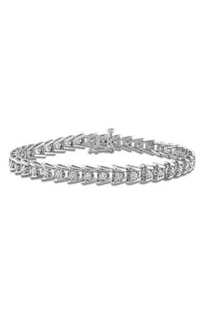 Created Forever Silver 2.00 Ct. Tw. Lab-grown Diamond Tennis Bracelet In Pink
