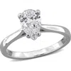 Created Forever 1ct Tgw Pear-shaped And Round-cut Lab Grown Diamond Engagement Ring In Sterling Silv In Silver
