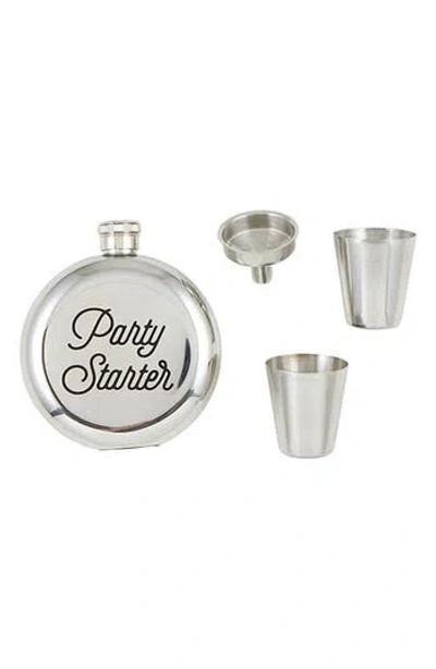 Creative Brands Flask, Funnel & Shot Cups Set In Silver