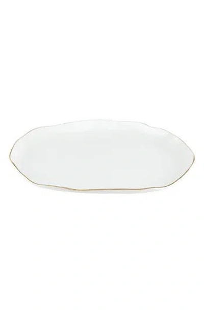 Creative Brands Gold Rim Ceramic Tray In White