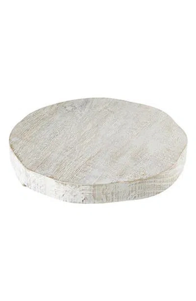 Creative Brands Large Textured Mango Wood Tray In White