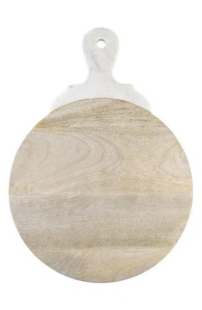 Creative Brands Marble Handle Wooden Serving Tray In Neutral