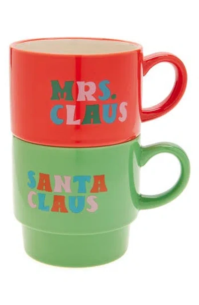 Creative Brands Set Of 2 Claus Stacking Mugs In Multi