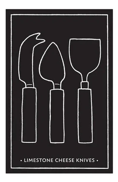 Creative Brands Set Of 3 Limestone Cheese Knives In Black
