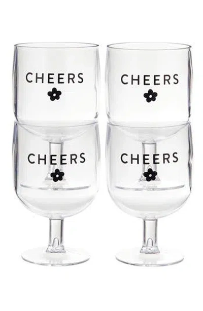 Creative Brands Set Of 4 Stackable Cheers Glasses In Transparent