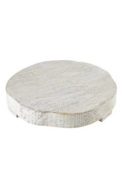 Creative Brands Small Textured Mango Wood Tray In White