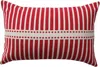 Creative Co-op Cotton Chambray Lumbar Pillow With Stripes In Red/ White In Red