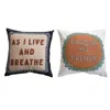 Creative Co-op Embroidered Printed Pillow With Saying In Brown In Multi