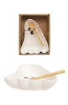 Creative Co-op Ghost Plate With Spoon In White