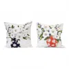 Creative Co-op Pillow With Florals And Patterned Back In White In Multi
