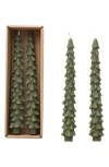 Creative Co-op Set Of 2 Tree Shaped Taper Candles In Green