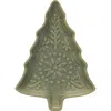 Creative Co-op Stoneware Tree Plate In Green