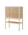 Creative Co-op 15.8" Woven Rattan And Wood Bohemian Cabinet