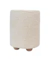 Creative Co-op 16" Cotton Sherpa With Pine Wood Upholstered Round Pouf