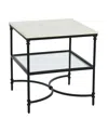 Creative Co-op 24" Libertine Genuine Marble And Metal Ogee Edge Square End Table