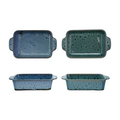 Creative Co-op 2-piece Stoneware Baker, Reactive Glaze In Multicolor