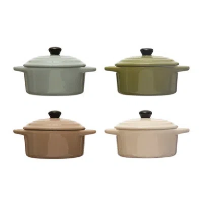 Creative Co-op 4 Piece Stoneware Bakeware Set In Multicolor