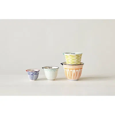 Creative Co-op 4-pieces Measuring Cup Set In Blue;green;orange