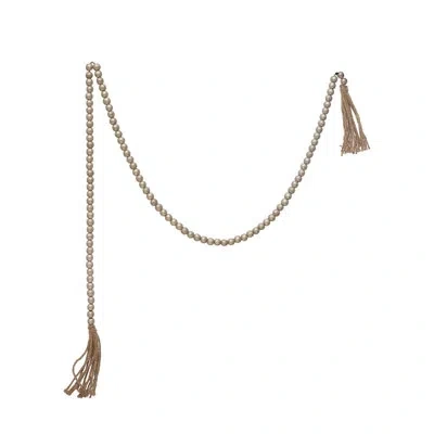 Creative Co-op 6' Taupe Bead Novelty Garland In Silver