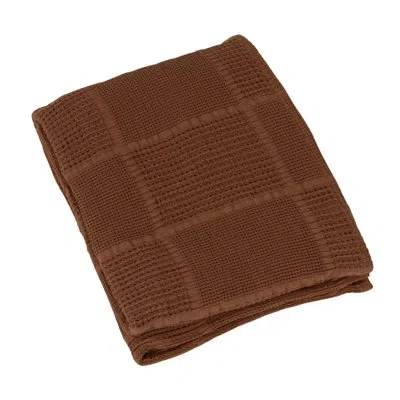Creative Co-op Artisan Cotton Waffle Throw With Multicolor Grid In Brown
