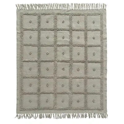 Creative Co-op Chenille Looped With Tassels Cotton Throw In Gray