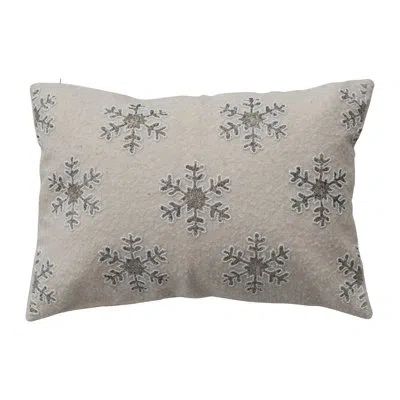 Creative Co-op Cotton Blend Lumbar Pillow With Snowflake Pattern In Multicolor