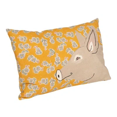 Creative Co-op Cotton Blend Printed Pillow With Embroidery In Multicolor
