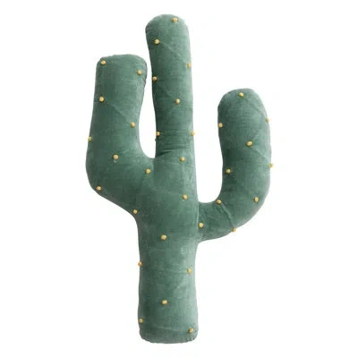 Creative Co-op Cotton Cactus Shaped Pillow With Hand-embroidered French Knots In Multicolor