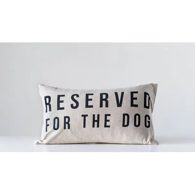 Creative Co-op Cotton Lumbar Pillow With "reserved" Design