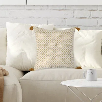Creative Co-op Cotton Pillow With Pattern And Tassels