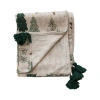 Creative Co-op Cotton Printed Throw W Trees Pattern & Tassels In Multi