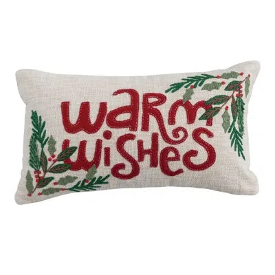 Creative Co-op Cotton Slub Lumbar Pillow In Multicolor