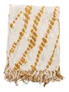 Creative Co-op Cotton Tie-dyed Throw Blanket W/fringe In Mustard